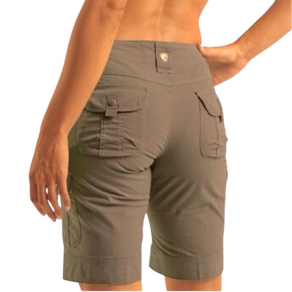 EUC Kuhl Free Range Long Shorts 11” inseam UPF 50 Cargo Pockets Brown Tan Size 2 - Picture 2 of 13